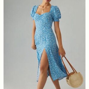 Reformation Blue Floral Midi Dress